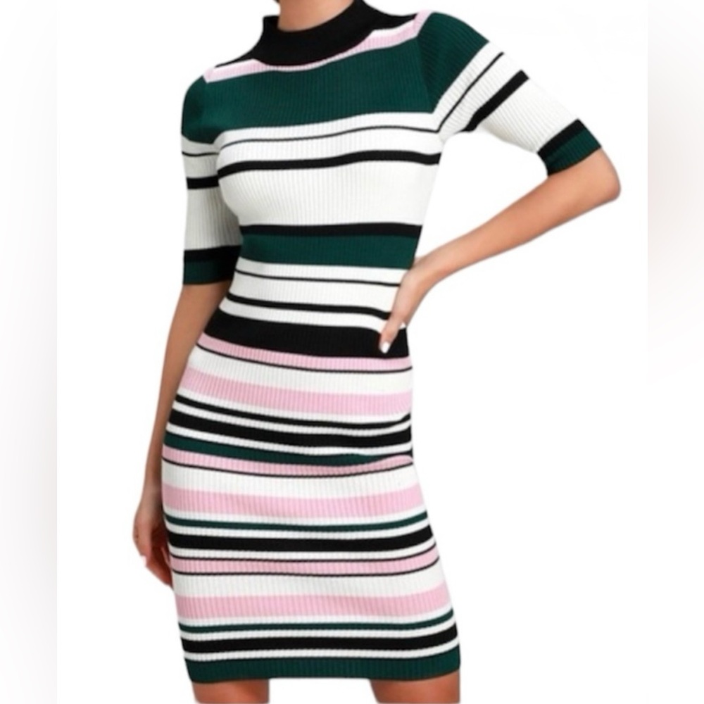 Lulus Sz L
PINK. GREEN. BLACK. WHITE. SWEATER DRESS